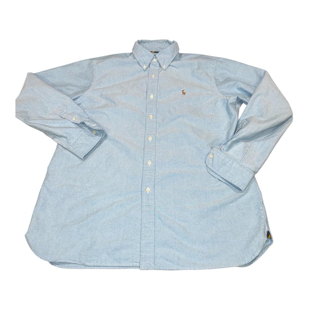 Ralph Lauren Oxford Shirt Mens Large Light Blue Flesh Pony Classic Fit Button-Up